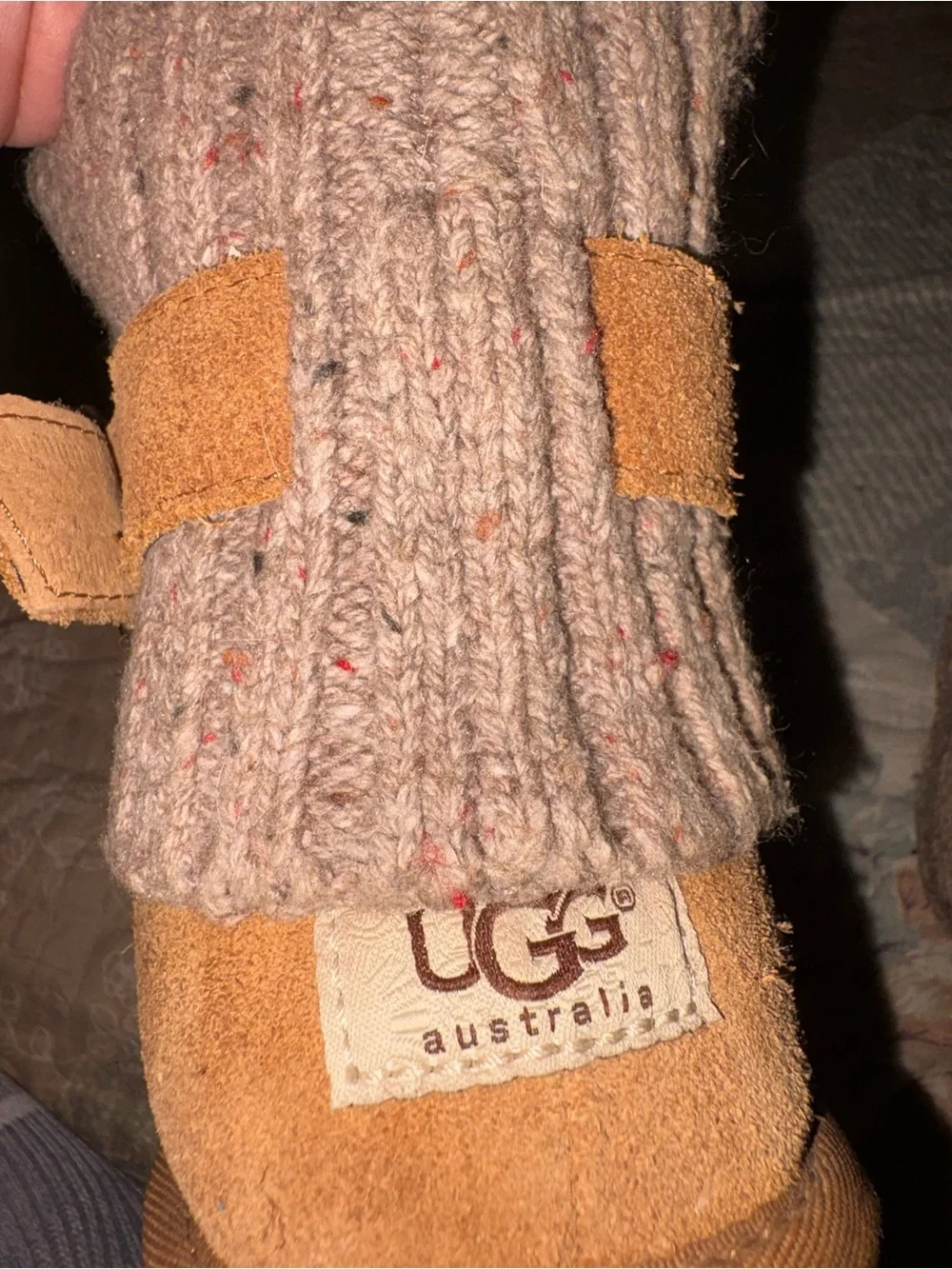 UGG Chestnut Suede Knit-Cuff Ankle Boots